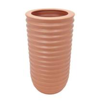 Vaso Decorativo Menor Ceramica Salmão Relevos Horizontais Vaso Decorativo Menor Ceramica Salmão Relevos Horizontais