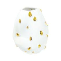 Vaso Decorativo Menor Porcelana Branca Detalhes Dourado Vaso Decorativo Menor Porcelana Branca Detalhes Dourado