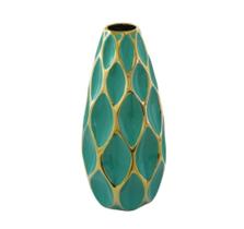 Vaso Decorativo Moderno Ceramica Verde e Dourado Luxo