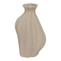 Vaso Decorativo Multiuso Em Cerâmica Na Cor Verde Acinzentado Com Design Canelado