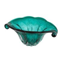 Vaso Decorativo Murano Azul Bordas Caracol Finos Lapidados