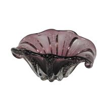 Vaso Decorativo Murano Italiano Roxo Bordas Caracol