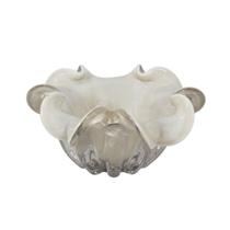 Vaso Decorativo Murano Leitoso Pigmentos Borda Toda Ondulada Vaso Decorativo Murano Leitoso Pigmentos Borda Toda Ondulada