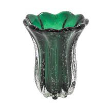 Vaso Decorativo Murano Verde Escuro Design Bolhado Bordas Vaso Decorativo Murano Verde Escuro Design Bolhado Bordas