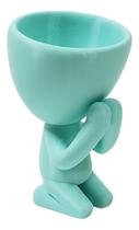 Vaso Decorativo Orando Rezando Robert Plantas Suculentas Verde Água 13 cm