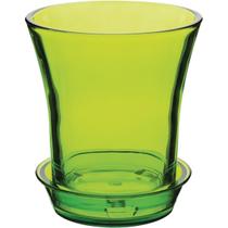 Vaso Decorativo Orchid de Vidro Verde com Prato Luxo P/ Sala