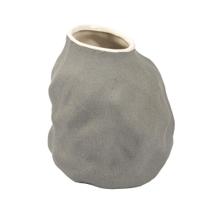 Vaso decorativo organico em ceramica cinza escuro 18x16cm