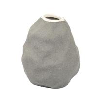 Vaso decorativo organico em ceramica cinza escuro p 12x10cm