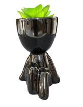 Vaso Decorativo Para Planta Suculenta Robert Plant Preto - Interponte