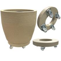 vaso decorativo para plantas e flores cone redondo em polietileno escovado com suporte rodizio em gel 32 litros vaso decorativo para plantas e flores cone redondo em polietileno escovado com suporte rodizio em gel 32 litros