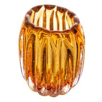 Vaso Decorativo para Plantas Flores Italy Vidro Murano Âmbar Laranja 11x10x13cm Wolff