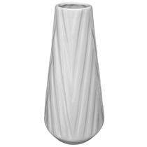 Vaso decorativo para sala centro de mesa Cerâmica Branco Lisboa Flores permanentes - Elegance Decor