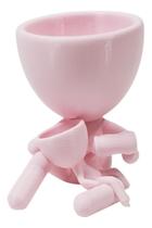 Vaso Decorativo Para Suculentas Dia das Mães Com Bebê e Mamadeira Rosa Claro 13 cm