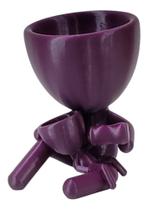 Vaso Decorativo Para Suculentas Dia das Mães Com Bebê e Mamadeira Roxo Metalizado 13 cm