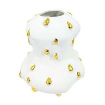 Vaso Decorativo Porcelana Branca Detalhes Dourado Moderno Vaso Decorativo Porcelana Branca Detalhes Dourado Moderno
