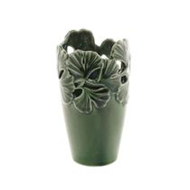 Vaso Decorativo Porcelana Leaf Verde 10cm x 17cm - Wolff