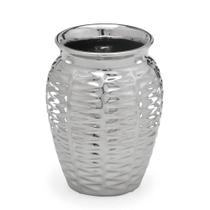 Vaso Decorativo Prateado Moderno Luxo Mesa Casa Aparador