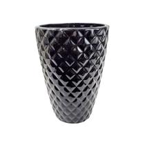 Vaso Decorativo Preto Pineapple De Chão 35X24Cm Cerâmica