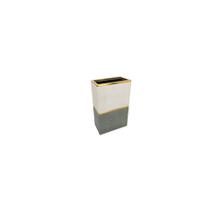 Vaso Decorativo Quadrado Tons Cinzas Acab. Dourado Luxo Vaso Decorativo Quadrado Tons Cinzas Acab. Dourado Luxo