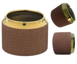 Vaso Decorativo Redondo Cachepot Marron Borda Dourada Luxo