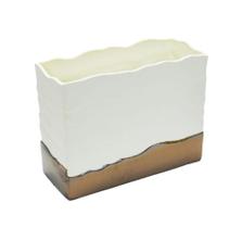 Vaso Decorativo Retangular Bege e Marrom Design Luxo