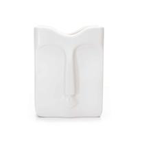 Vaso Decorativo Rosto Em Cerâmica Retangular Branco 17x10 Cm - D'Rossi Vaso Decorativo Rosto Em Cerâmica Retangular Branco 17x10 Cm - D'Rossi
