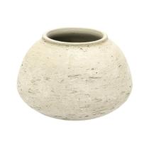 Vaso decorativo rustico de cimento cinza claro 17x23cm