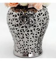 Vaso Decorativo Sala Porcelana Prateada 42X22 - Vacheron