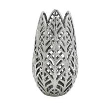 Vaso decorativo vazado prata estilo folha em ceramica