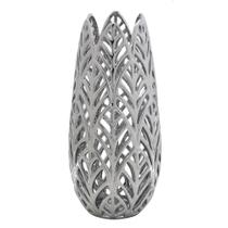 Vaso decorativo vazado prata estilo folha em ceramica g