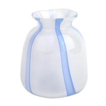 Vaso Decorativo Vidro Branco e Azul 15cm - ACASA Vaso Decorativo Vidro Branco e Azul- ACASA