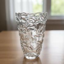 Vaso decorativo vidro floral transparente 25 cm borda ondulada acabamento brilhante para flores arranjo cachepo jarro Vaso decorativo vidro floral transparente 25 cm borda ondulada acabamento brilhante para flores arranjo cachepo jarro