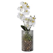 Vaso Decorativo Vidro Transparente Arranjo Orquídea Branca - M3 Decoração