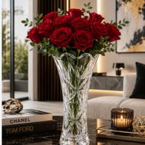 Vaso Decorativo Vidro Transparente Moderno Pequeno Flores Sala Mesa Elegante Cristal Decoração - Vaso Decorativo Vidro Transparente Moderno Pequeno Flores Sala Mesa Elegante Cristal Decoração -