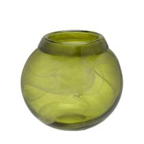 Vaso decorativo vidro verde com manchas redondo - Espressione