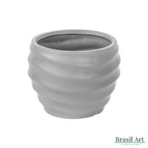 Vaso Decorativo Waves em Cerâmica Cinza