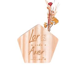 Vaso Dizeres Lar é onde o Amor está de Madeira