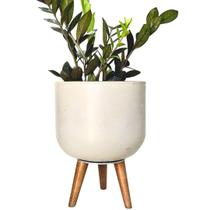 Vaso Doha Médio com Tripé de Madeira Para Planta e Decoração