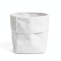 Vaso Dolomita Planta Flor Decorativo Saco Branco 18cm