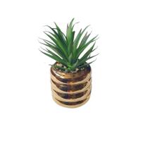 Vaso Dourado C/ Planta Artificial Decorativo 17cm Decoração