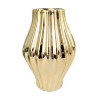 Vaso Dourado Gold Decorativo 17X10Cm Cachepot Risque G - Inigual