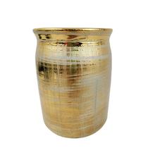 Vaso Dourado Risque 17X13Cx13M Cachepot Cerâmica Decoração - Inigual