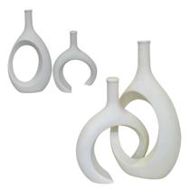 Vaso e Escultura Decorativa em Ceramica 2 Peças Infinite Decor Para Escritorios, Sala Estantes Vaso e Escultura Decorativa em Ceramica 2 Peças Infinite Decor Para Escritorios, Sala Estantes