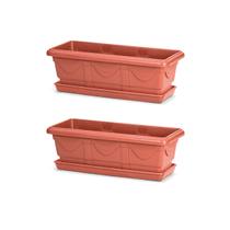 Vaso e Prato Jardineira Romana Nutriplan Cerâmica 35cm - Kit 2