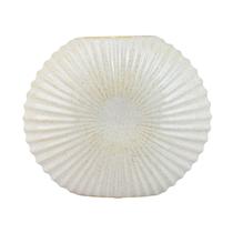 Vaso em Cerâmica Boho Round Grande Bege 27x7,5x22,5cm