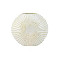 Vaso em Cerâmica Boho Round Médio Bege 21x5,5x18cm