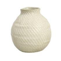 Vaso Em Cerâmica Bojudo Decorativo Bege Para Arranjos Médio