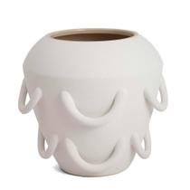 Vaso em Cerâmica Branco com Sobressalências 21cm Mart Vaso em Cerâmica Branco com Sobressalências 21cm Mart