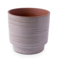 Vaso em ceramica com brilho cinza e marrom ondulado
