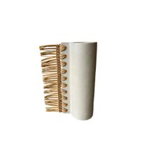 Vaso em ceramica com detalhe em fibra 23,5cm